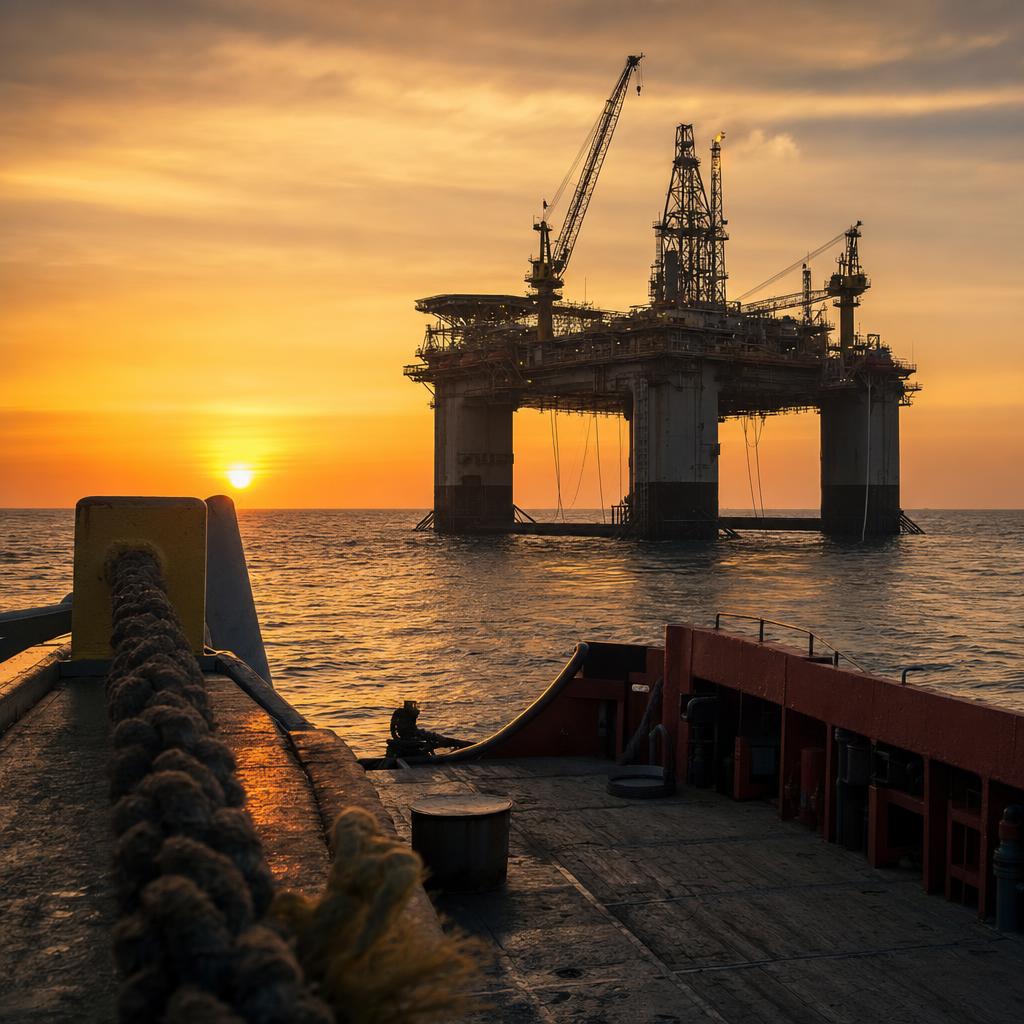 Rig at sunset, Instagram square