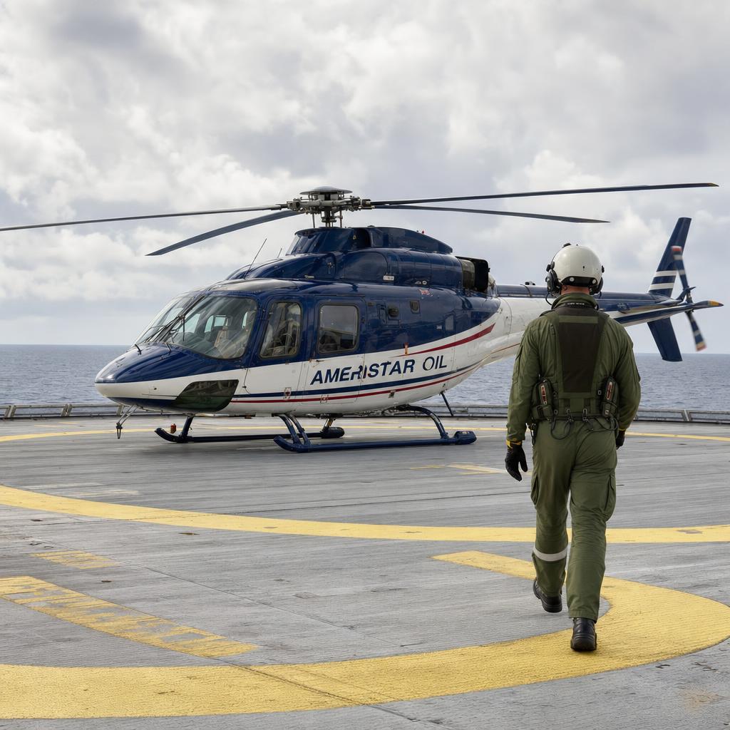 Helicopter on helideck, Instagram square