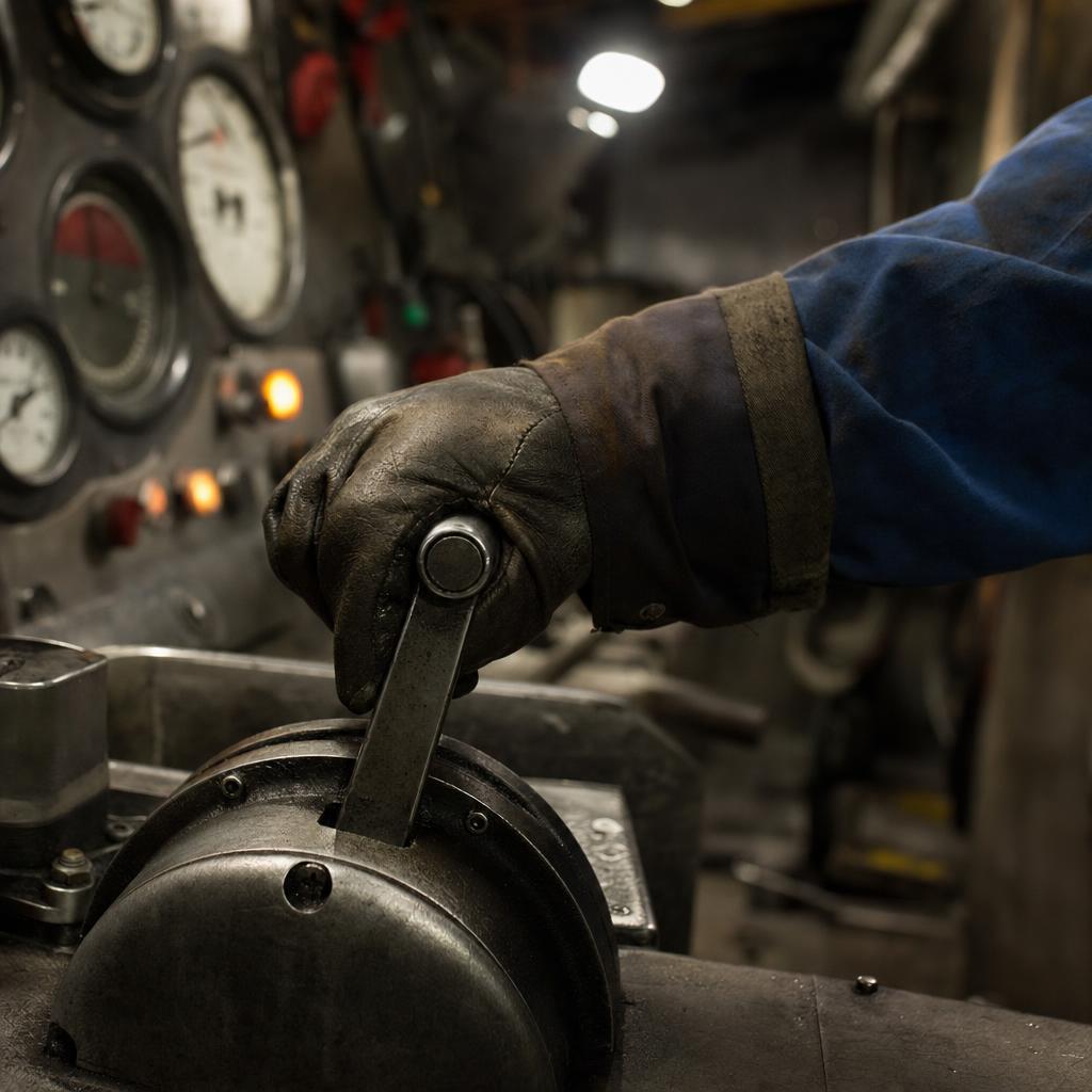 Driller's hand on throttle, Instagram square